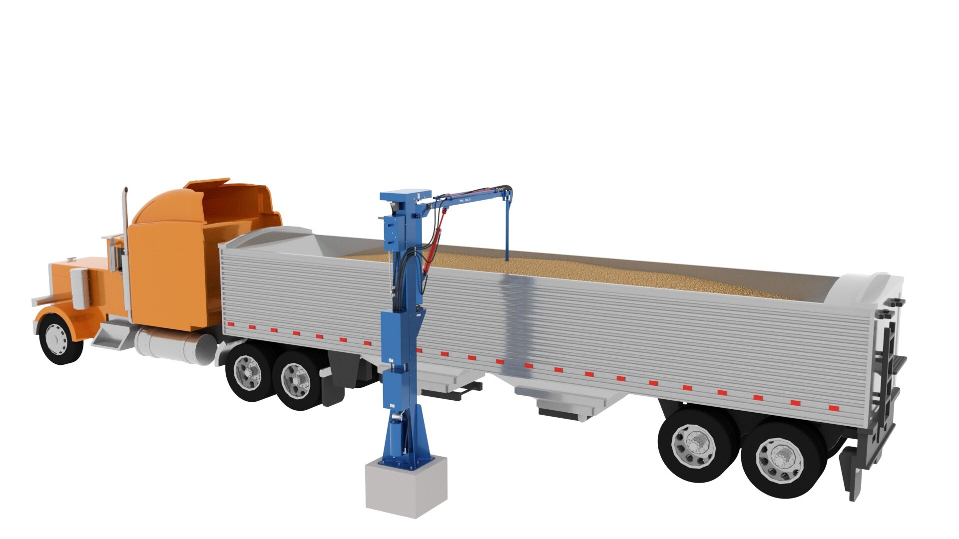 JaHam grain truck probe sampling a loaded grain trailer